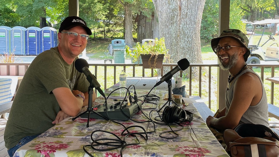 Korre Johnson interviewing Jamemurrell Stanley for the Hooked on Creek podcast.