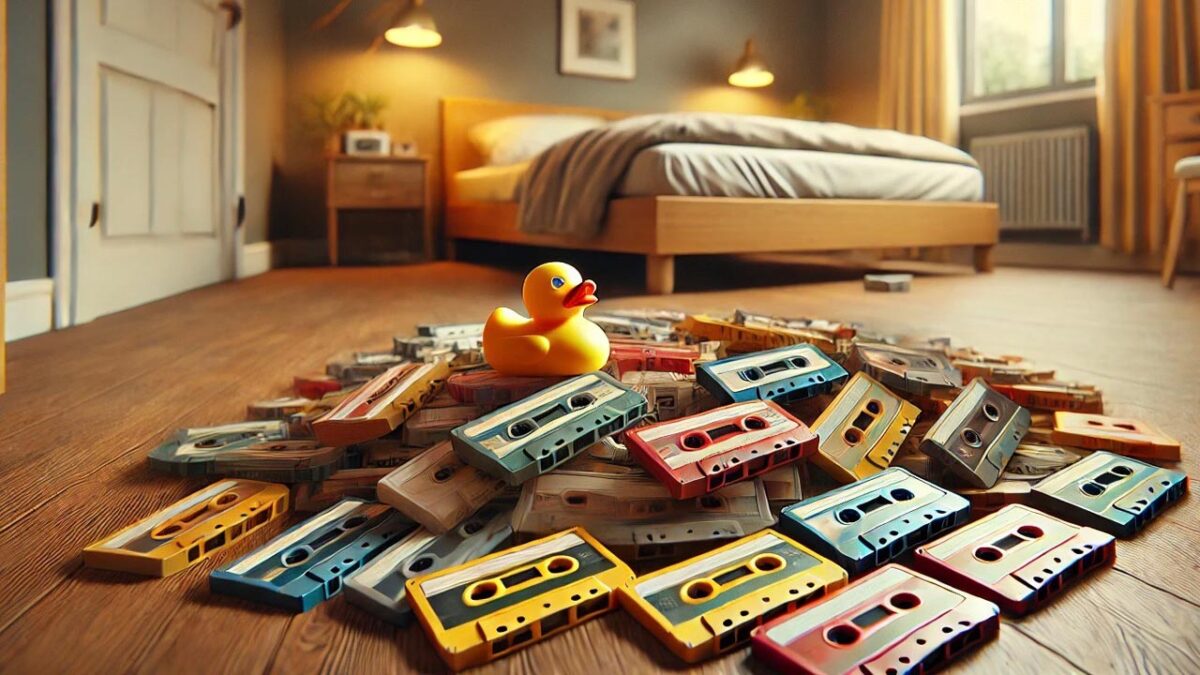 Rubber duck and cassette tapes