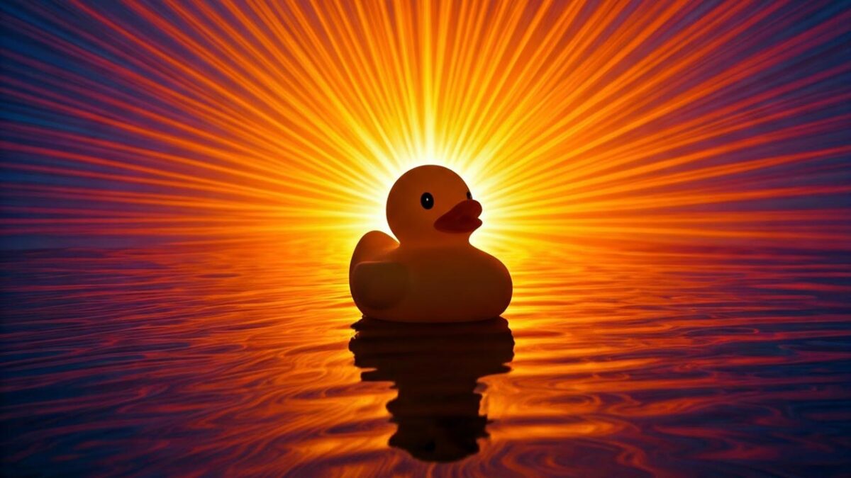 Rubber duck in sunshine