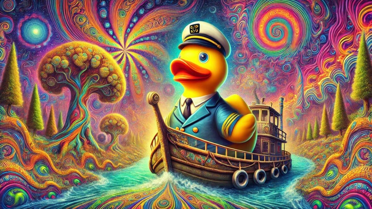 Rubber duck on boat